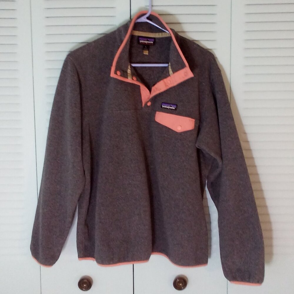 PATAGONIA L SYNCHILLA SNAP FRONT ORANGE FLEECE PULLOVER 25455 CAMPING CABINCORE